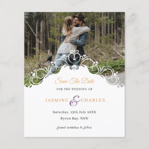 Prospectus 11,4 Cm X 14,2 Cm Cursive Border Photo Enregistrer la date Invitatio
