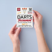 Prospectus 11,4 Cm X 14,2 Cm Darts Design, Darts Tournament Publicité (main)