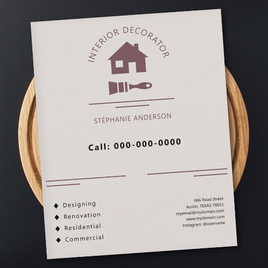 Prospectus 11,4 Cm X 14,2 Cm Décorateur intérieur