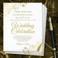 Dentelle d'or Elégant PAPIER blanc Mariage Inviter