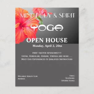 Prospectus 11,4 Cm X 14,2 Cm Dépliant Yoga A5 d'Hibiscus Rouge