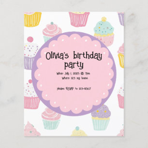 Prospectus 11,4 Cm X 14,2 Cm design anniversaire de enfant personnalisé cupcake