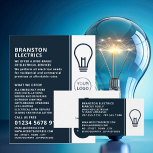 Prospectus 11,4 Cm X 14,2 Cm Design d'ampoule bleu, publicité électronique