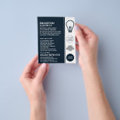 Prospectus 11,4 Cm X 14,2 Cm Design d'ampoule bleu, publicité électronique (main)