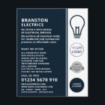 Prospectus 11,4 Cm X 14,2 Cm Design d'ampoule bleu, publicité électronique<br><div class="desc">Blue Lightbulb Design,  Electricien Publicité Flyers Par Le Magasin Carte de visite.</div>