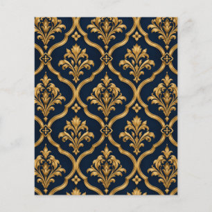 Prospectus 11,4 Cm X 14,2 Cm Design de motif vintage élégant en or et damas mar