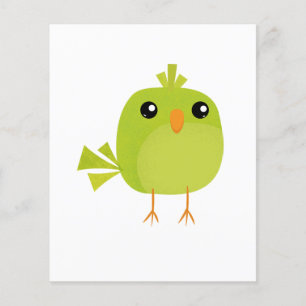 Prospectus 11,4 Cm X 14,2 Cm Dessin animé d'oiseau vert
