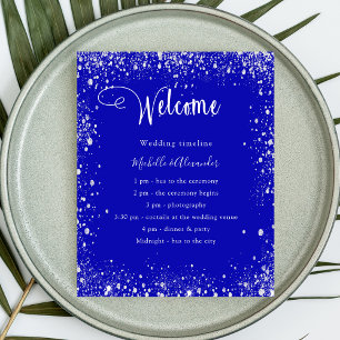 Prospectus 11,4 Cm X 14,2 Cm Détails du programme de mariage argent et bleu roy