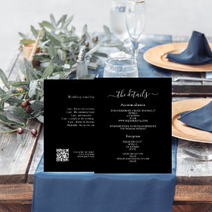 Prospectus 11,4 Cm X 14,2 Cm Détails du programme de mariage noir blanc code QR