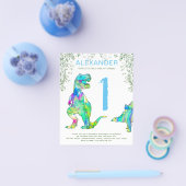 Prospectus 11,4 Cm X 14,2 Cm Dinosaur 1er Anniversaire Fête invitation budgétai (Simple)