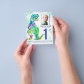 Prospectus 11,4 Cm X 14,2 Cm Dinosaur 1er anniversaire fête photo Budget (main)