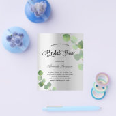 Prospectus 11,4 Cm X 14,2 Cm Douche nuptiale argent eucalyptus invitation budge (Simple)