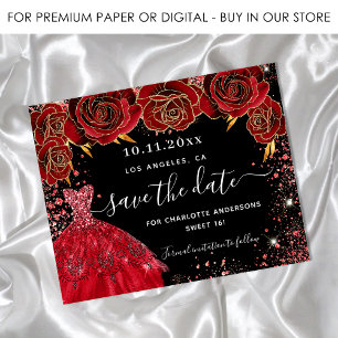 Prospectus 11,4 Cm X 14,2 Cm Douze ans, robe noire rouge, budget, save the date