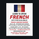 Prospectus 11,4 Cm X 14,2 Cm Drapeau français en bois, Cours de français Advert<br><div class="desc">Drapeau Français En Bois,  Cours De Langue Française Flyers Publicitaires Par Le Magasin Carte de visite.</div>