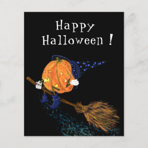 Prospectus 11,4 Cm X 14,2 Cm Drôle Halloween Flyer avec Citrouille sorcier Flyi