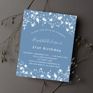 Prospectus 11,4 Cm X 14,2 Cm Dusty bleu blanc étoiles budget invitation d'anniv