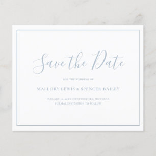Prospectus 11,4 Cm X 14,2 Cm Dusty Blue Budget Wedding Enregistrer la date