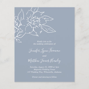 Prospectus 11,4 Cm X 14,2 Cm Dusty Blue Line Art Floral Budget Mariage Inviter