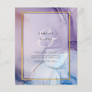 Prospectus 11,4 Cm X 14,2 Cm Dusty Purple Navy Blue Gold INK Wedding INVITE
