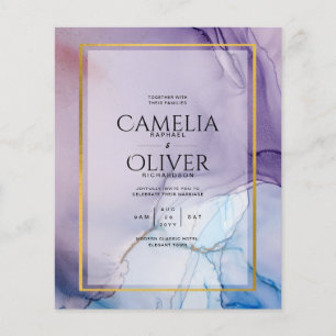 Prospectus 11,4 Cm X 14,2 Cm Dusty Purple Navy Blue Gold INK Wedding INVITE