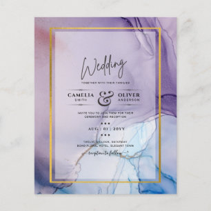 Prospectus 11,4 Cm X 14,2 Cm Dusty Purple Navy Blue Gold INK Wedding INVITE