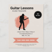 Prospectus 11,4 Cm X 14,2 Cm Electric Guitar Lessons Flyer (Devant)