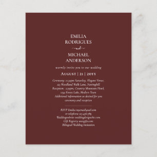 Prospectus 11,4 Cm X 14,2 Cm Élégant budget Bilingue Bourgogne Mariage espagnol