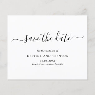 Prospectus 11,4 Cm X 14,2 Cm Élégant Mariage Budget Simple Enregistrer La Date