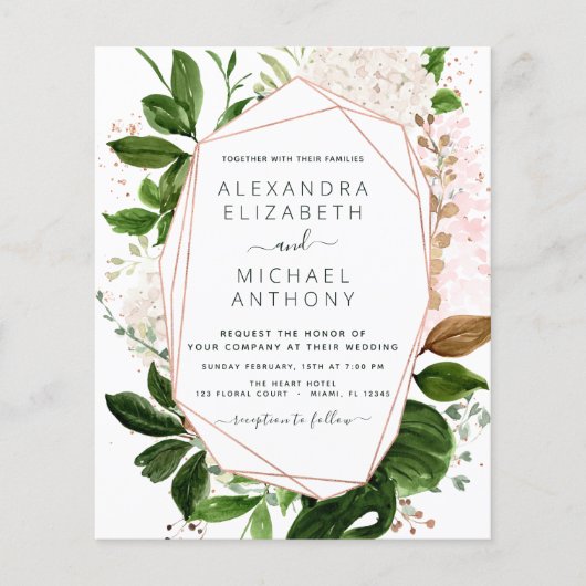 Prospectus 11,4 Cm X 14,2 Cm Élégant Mariage Budget Verdure Foliage (Devant)
