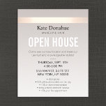 Prospectus 11,4 Cm X 14,2 Cm Élégant Rose Gold rayé moderne Open House<br><div class="desc">Design carte de visite élégant et élégant, avec bande de papier FAUX rose léger sur arrière - plan gris gradué subtil. Ce n'est PAS de la vraie feuille d'or - mais une image. Il n'y a ni brillance ni texture. Cette carte de réseautage polyvalente est également idéale pour les salons...</div>