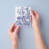 Prospectus 11,4 Cm X 14,2 Cm Elégant Toile Baroque Bleue Française (main)