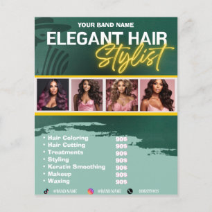 Prospectus 11,4 Cm X 14,2 Cm Élégants Flyers de Salon de Coiffure Maquillage Ép