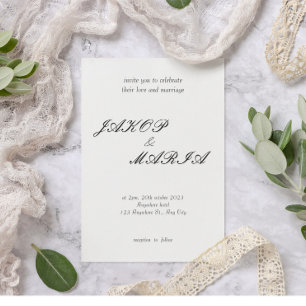 Prospectus 11,4 Cm X 14,2 Cm Elegat noir et blanc faire-part de mariage