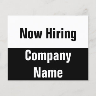 Prospectus 11,4 Cm X 14,2 Cm Embaucher maintenant un Modèle commercial noir et
