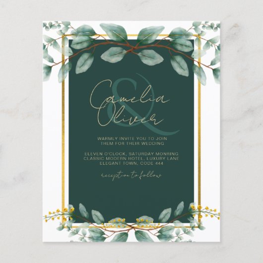 Prospectus 11,4 Cm X 14,2 Cm Emerald Greenery Mariage Botanical Nature Invitati (Devant)