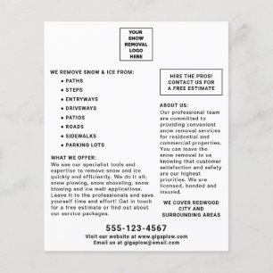 Prospectus 11,4 Cm X 14,2 Cm Enlèvement de neige Ajoutez votre logo Marketing