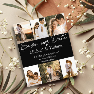 Prospectus 11,4 Cm X 14,2 Cm enregistrer la date 6 photos collage mariage noir