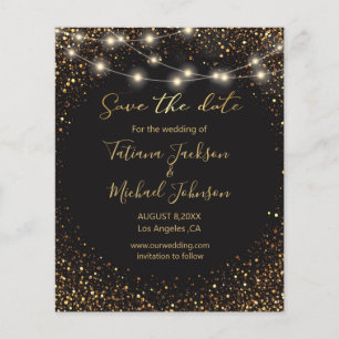 Prospectus 11,4 Cm X 14,2 Cm enregistrer la date noir or scintille lumières mar