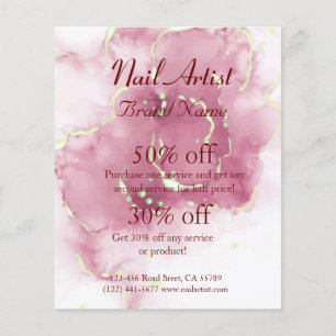 Prospectus 11,4 Cm X 14,2 Cm Entreprise d'artiste en ongles Flyer personnalisé