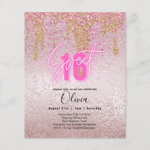 Prospectus 11,4 Cm X 14,2 Cm Étincelles Douce16 Jolie fille rose 16e anniversai