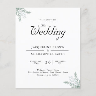 Prospectus 11,4 Cm X 14,2 Cm Eucalyptus Faire-part de mariage Budget Vert