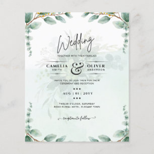 Prospectus 11,4 Cm X 14,2 Cm Eucalyptus Feuille OR MARIAGE QR CODE BUDGET