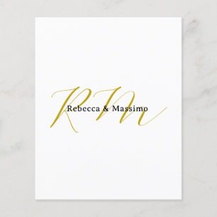 Prospectus 11,4 Cm X 14,2 Cm Exclusif Monogramme Moderne de Nom de Couleur Or U