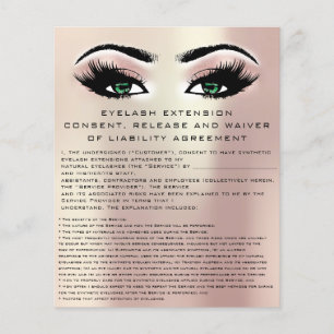 PROSPECTUS 11,4 CM X 14,2 CM EYELASH EXTENSION CONSENTEMENT, LIBÉRATION ET ATTE