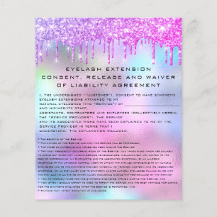 Prospectus 11,4 Cm X 14,2 Cm EYELASH EXTENSION RELEASE WAIVER Holograph Drivers