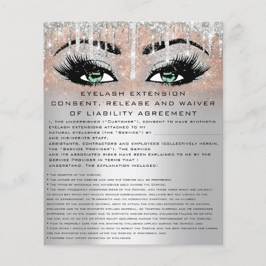 Prospectus 11,4 Cm X 14,2 Cm EYELASH EXTENSION RELEVER WAIVER Green Eye (Devant)