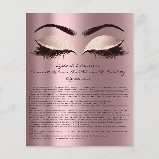 Prospectus 11,4 Cm X 14,2 Cm Eyelash Extension Responsabilité Renonciation Eyes (Devant)