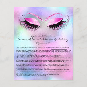 Prospectus 11,4 Cm X 14,2 Cm Eyelash Extension Responsabilité Renonciation Rose