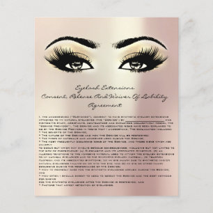 Prospectus 11,4 Cm X 14,2 Cm Eyelash Extension Responsabilité Renonciation Rose