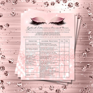 Prospectus 11,4 Cm X 14,2 Cm Eyelash Extension Responsabilité Renonciation Rose